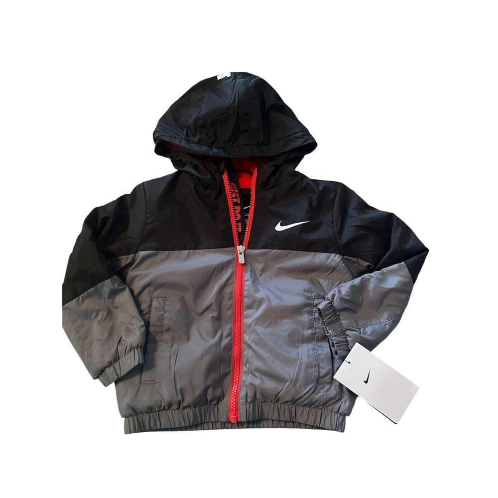 New Nike Boy's Size 3T Fleece Lined Jacket Smoke Grey